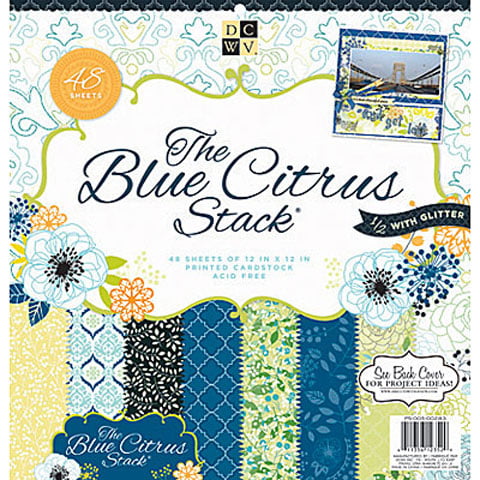 DCWV THE CITRUS  STACK 48 Scrapbook Sheets of 12 x 12 Printed Cardstock 